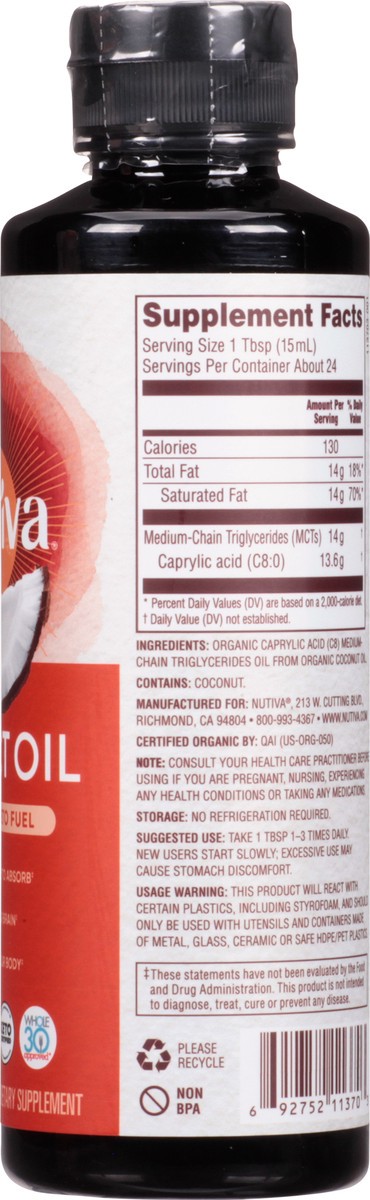 slide 11 of 13, Nutiva C8 Organic MCT Oil 12 fl oz, 12 fl oz