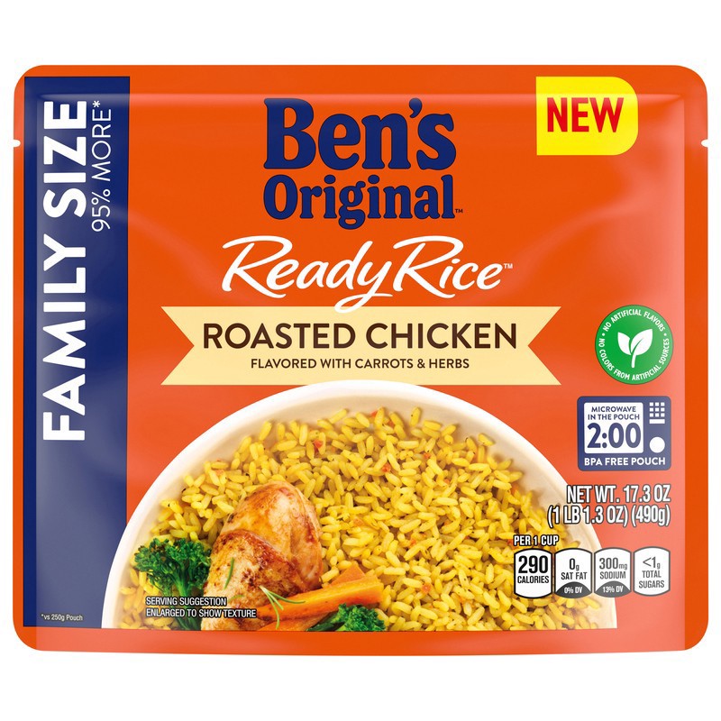 slide 1 of 1, Ben's Original Rice, Roasted Chicken, Family Size, 17.3 oz