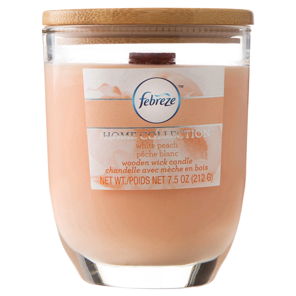 slide 1 of 1, Febreze Home Collection Wooden Wick White Peach Candle, 7.5 oz