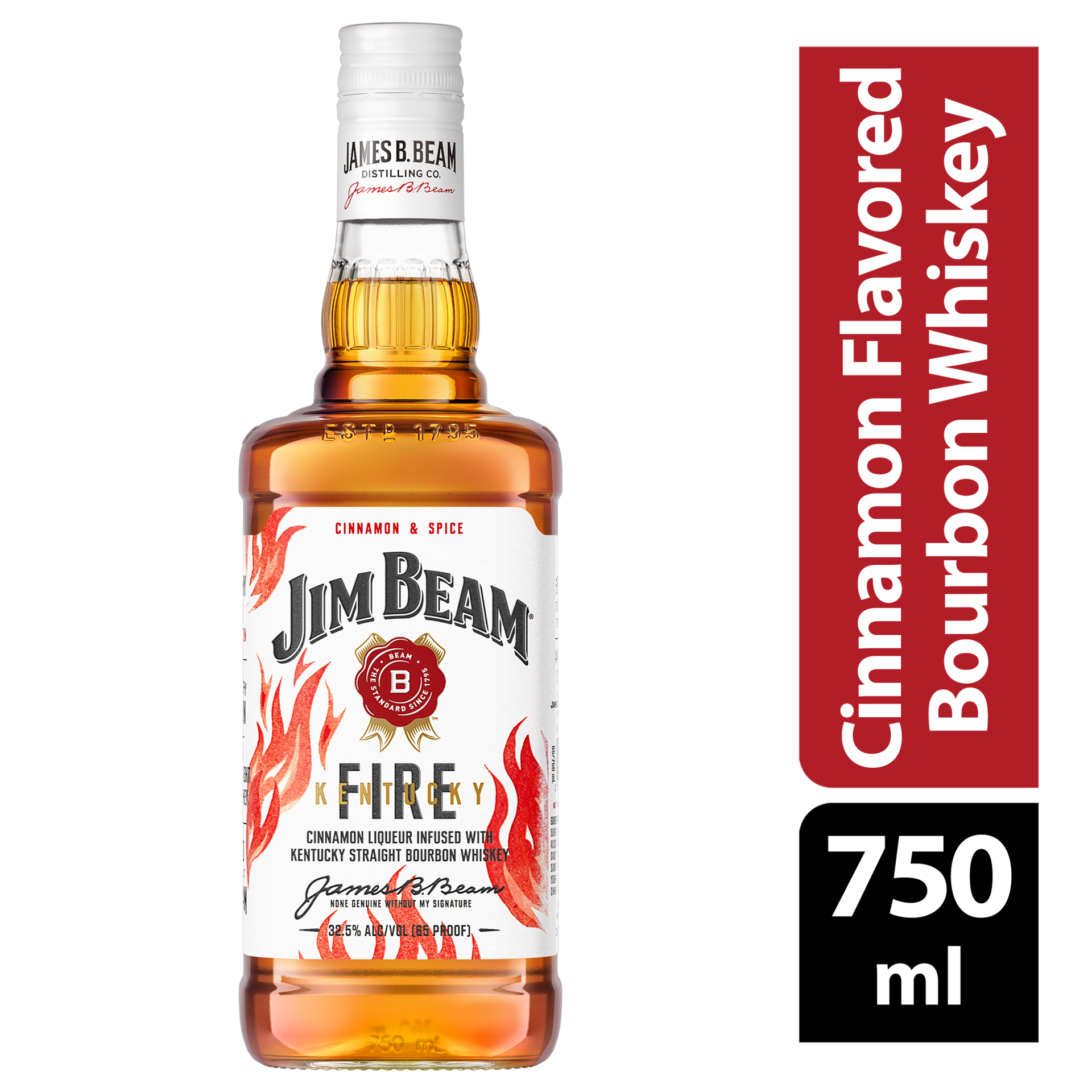 slide 1 of 4, Jim Beam Kentucky Fire Cinnamon Liqueur with Kentucky Straight Bourbon Whiskey 750 ml, 750 ml