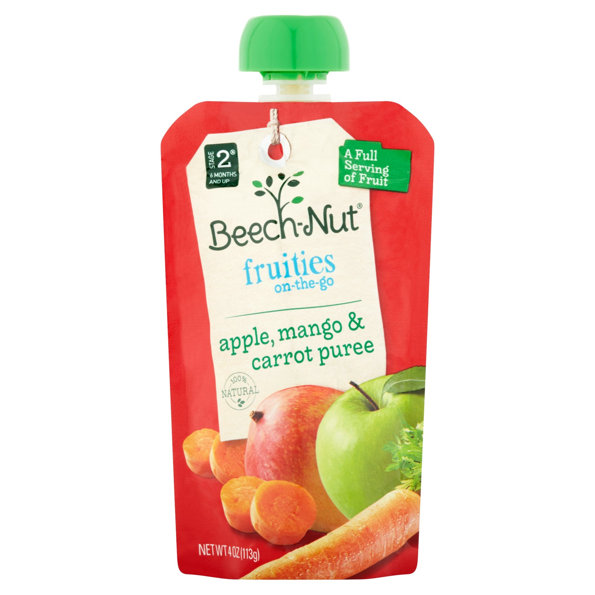 slide 1 of 1, Beech-Nut Fruities On-The-Go Apple, Mango & Carrot Puree, 4 oz