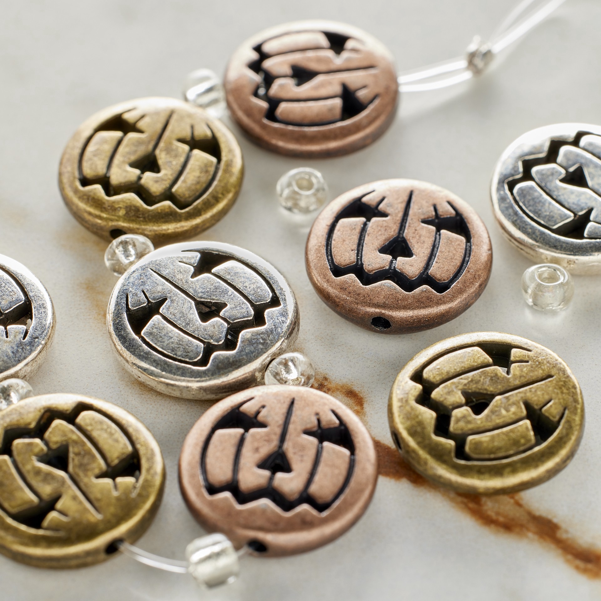 slide 2 of 3, Multicolor Metal Pumpkin Beads, 16mm By Bead Landing, 16mm