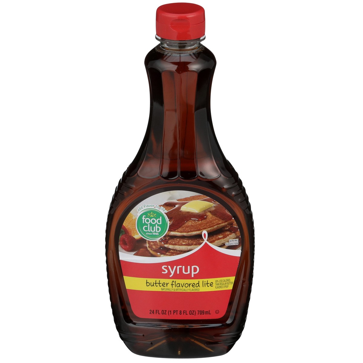 slide 1 of 9, Food Club Butter Flavored Lite Syrup, 24 oz