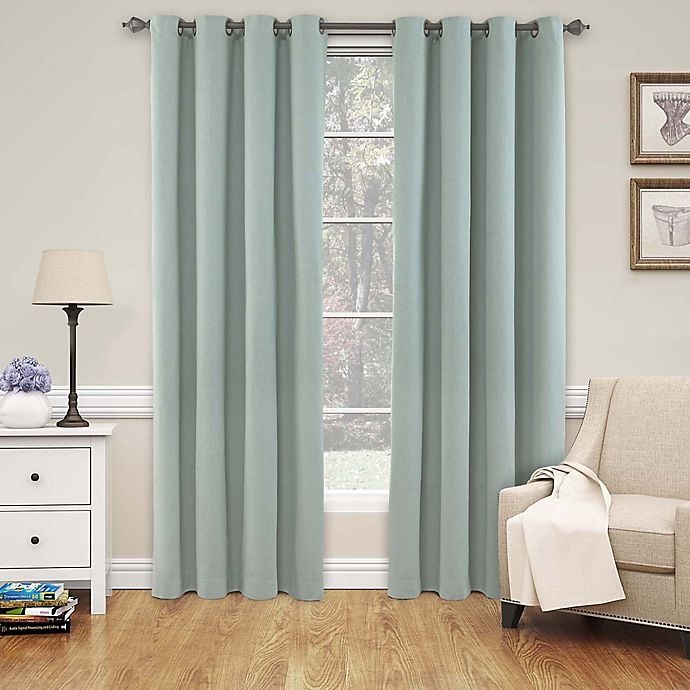 slide 1 of 1, Eclipse Nadya Grommet Top Blackout Window Curtain Panel - Smokey Blue, 108 in