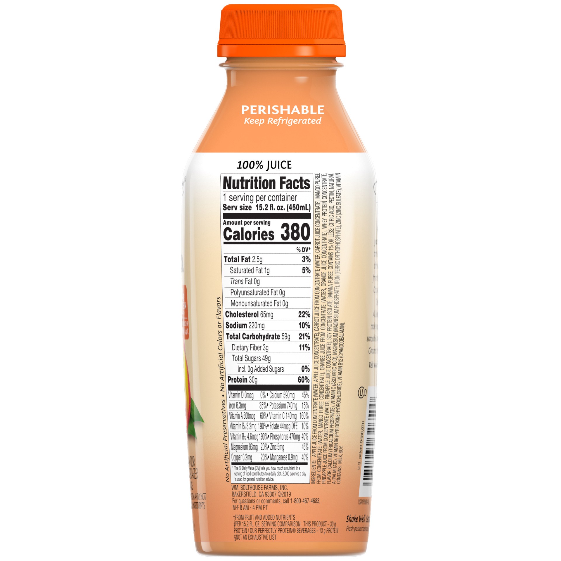 slide 4 of 5, Bolthouse Farms Mango Protein PlusShake, 15.2 fl oz