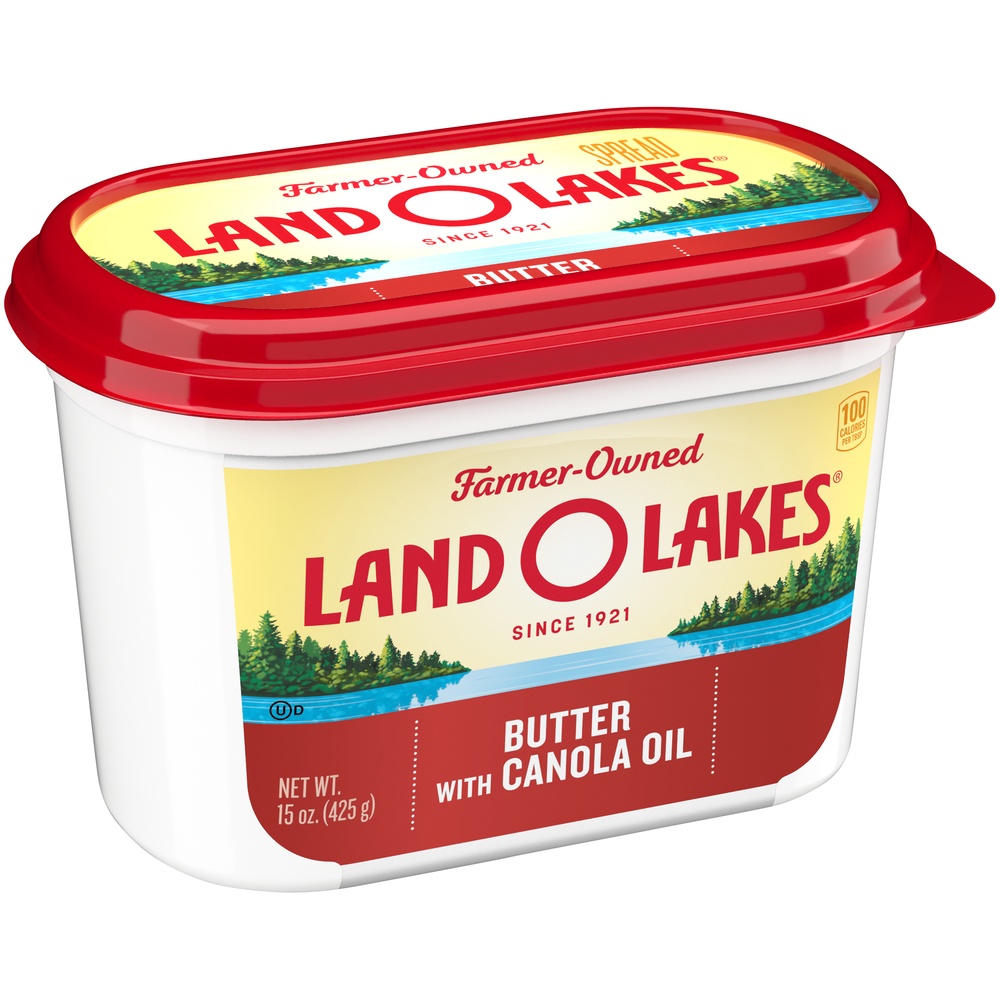 slide 2 of 8, Land O'Lakes Spreadable Butter With Canola Oil, 15 oz