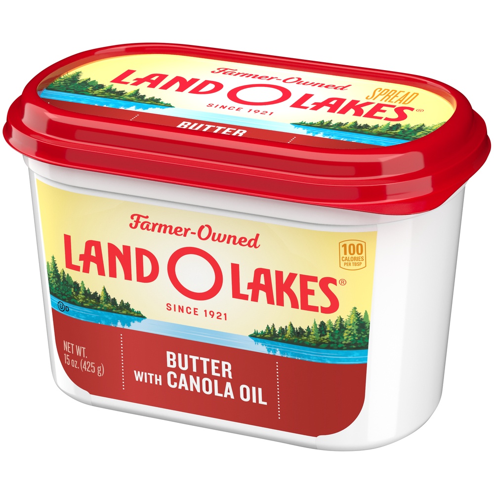 slide 3 of 8, Land O'Lakes Spreadable Butter With Canola Oil, 15 oz