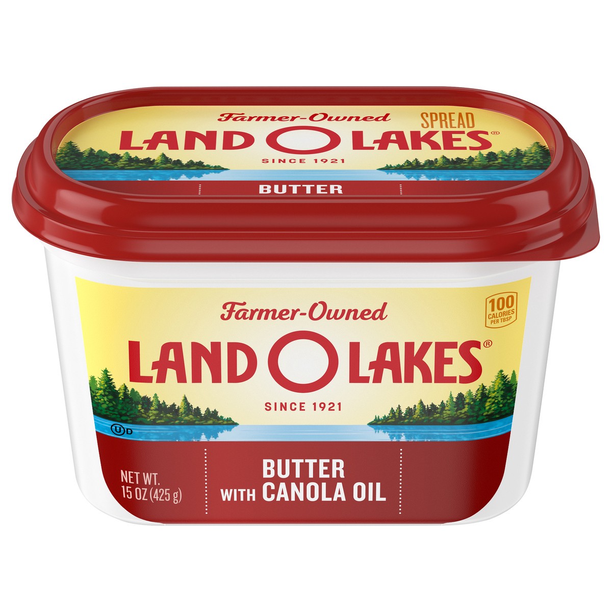 slide 1 of 1, Land O'Lakes Spreadable Butter With Canola Oil, 15 oz