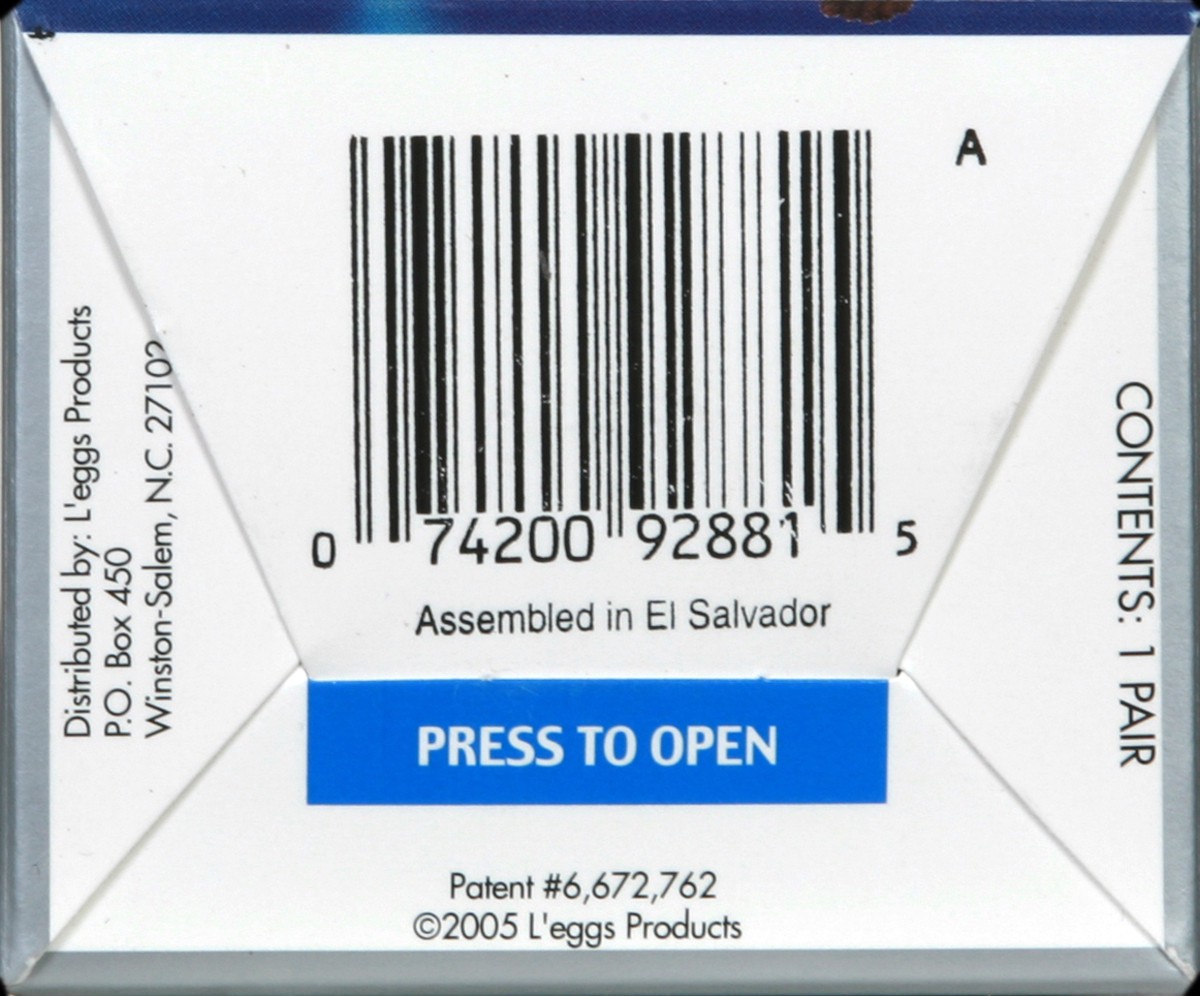 slide 5 of 6, L'eggs Sheer Energy Control Top No-Roll Waistband Medium Support Leg Pantyhose Jet Black Size B, 1 ct