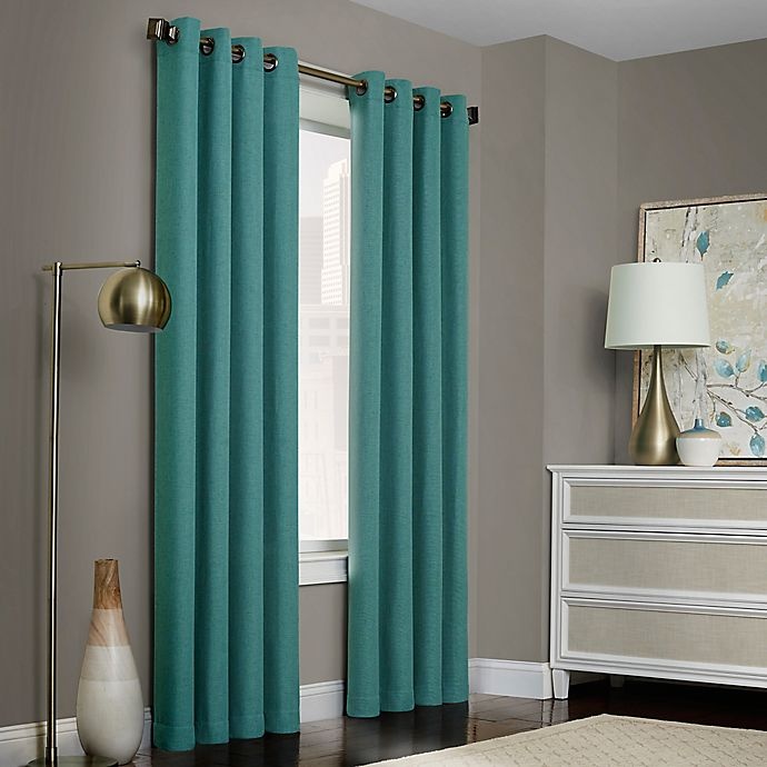 slide 1 of 1, Brielle Solid Grommet Top Window Curtain Panel - Blue, 84 in