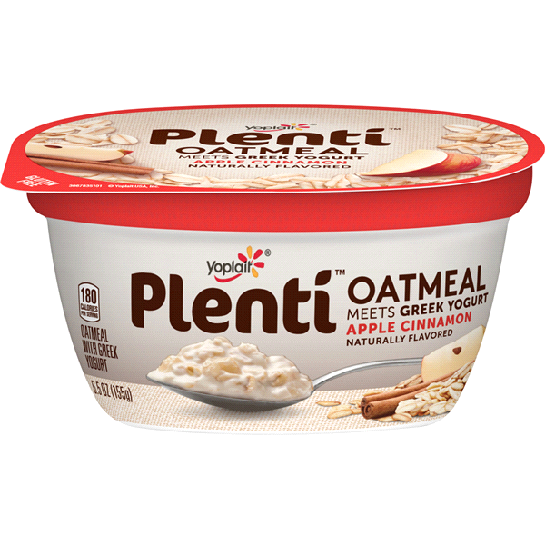 slide 1 of 1, Yoplait Plenti Oatmeal Meets Apple Cinnamon Greek Yogurt, 5.5 oz