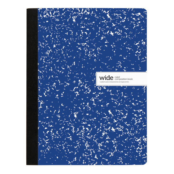 slide 1 of 1, Office Depot Brand Composition Notebook, 9-3/4'' X 7-1/2'', Wide Ruled, 200 Pages (100 Sheets), Blue, 100 ct