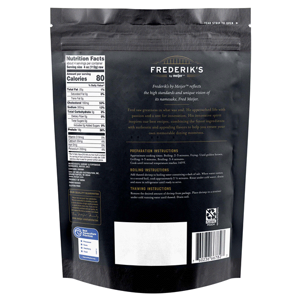 slide 3 of 5, Frederiks by Meijer 50/60 Peeled & Deveined, Tail-Off Raw Shrimp, 16 oz, 16 oz