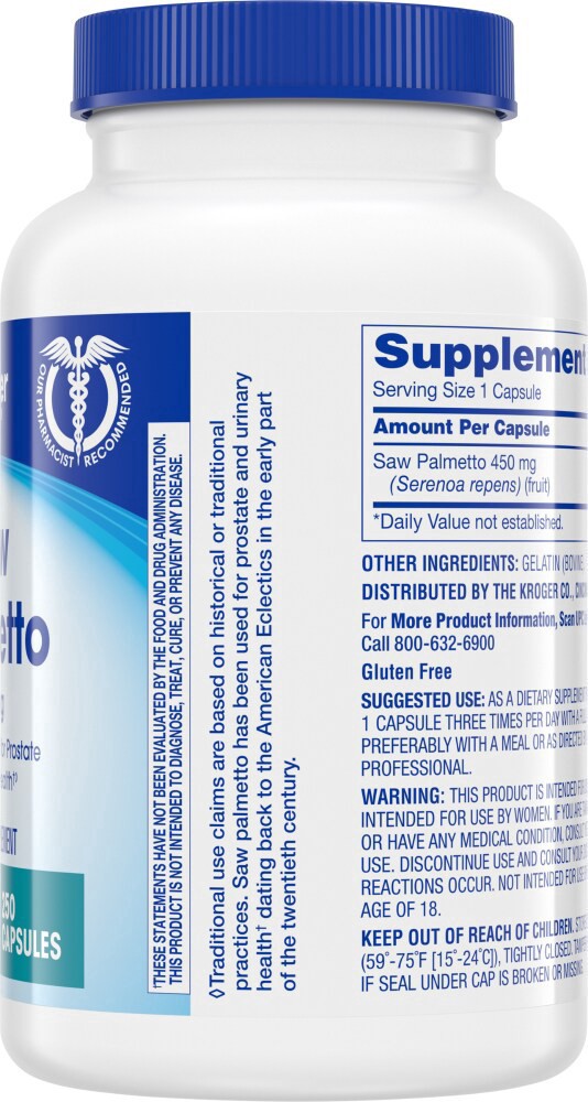 slide 2 of 3, Kroger Saw Palmetto Dietary Supplement Capsules, 250 ct