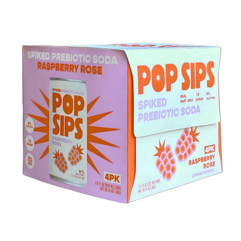 slide 2 of 3, Passion Tree Pop Sips Raspberry Rose Hard Soda - 4pk/7.5 fl oz Cans, 4 ct; 7.5 fl oz