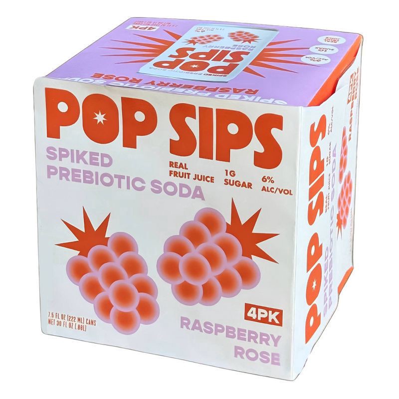 slide 1 of 3, Passion Tree Pop Sips Raspberry Rose Hard Soda - 4pk/7.5 fl oz Cans, 4 ct; 7.5 fl oz