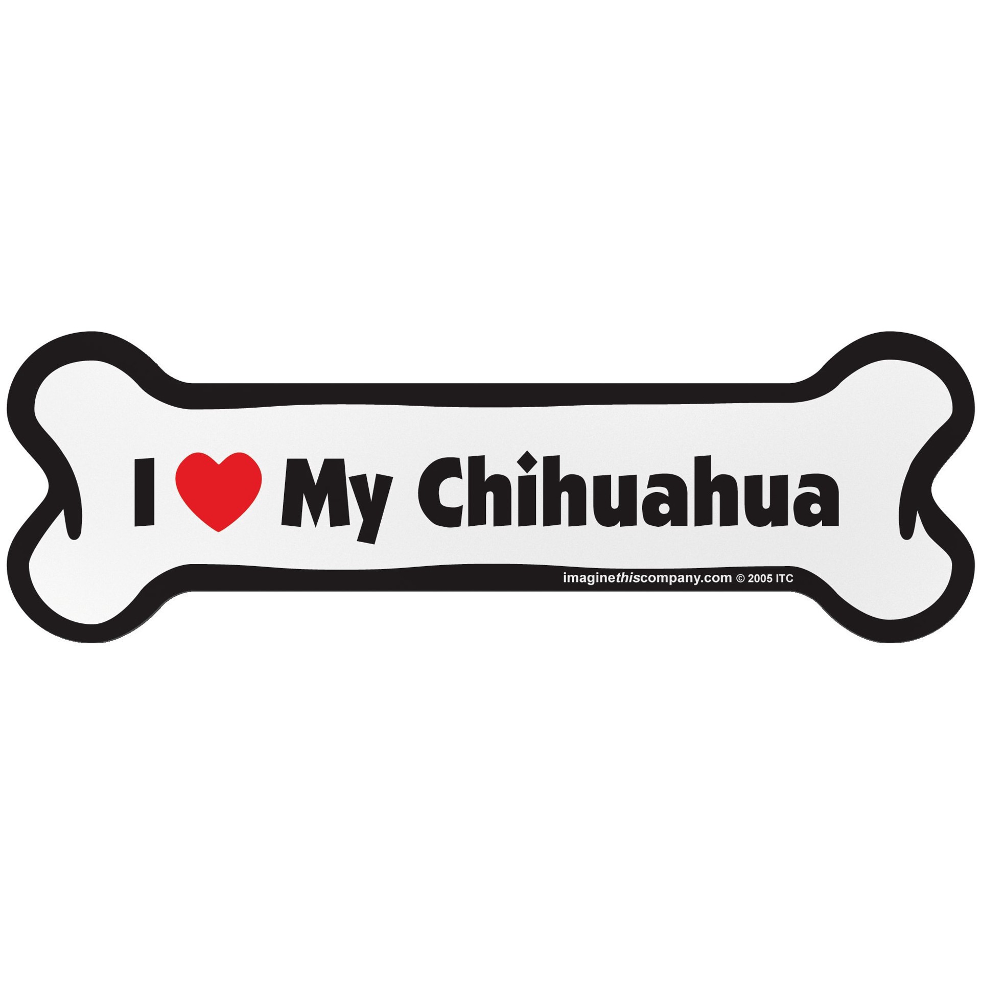 slide 1 of 1, Imagine This "I Love My Chihuahua" Bone Car Magnet, SM