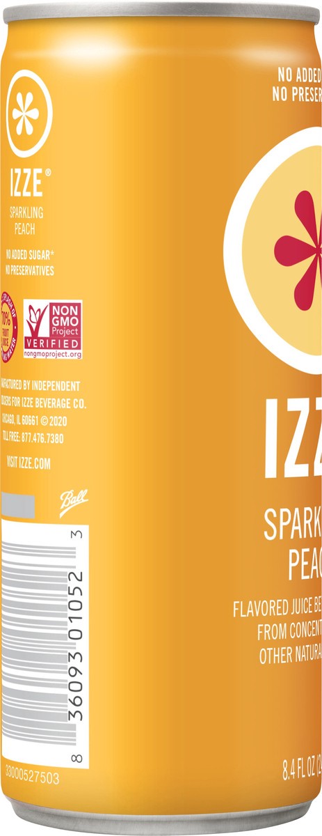 slide 6 of 12, IZZE Sparkling Peach Juice Beverage - 8.4 fl oz, 8.4 fl oz