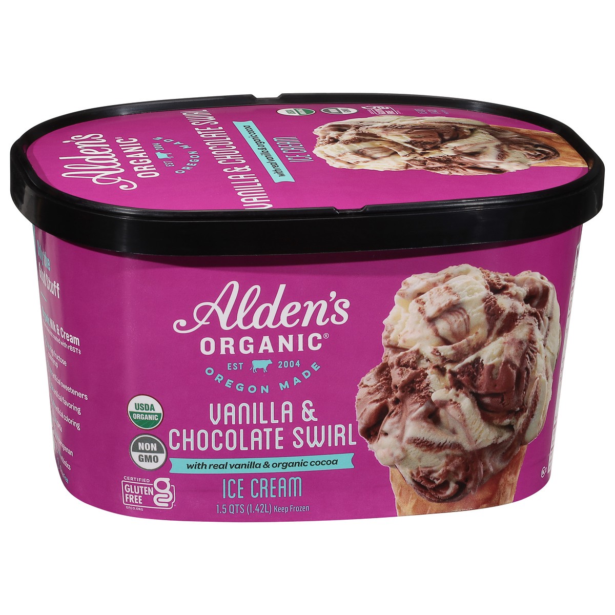 slide 6 of 9, Aldens Organic Vanilla Chocolate Swirl Ice Cream, 48 fl oz