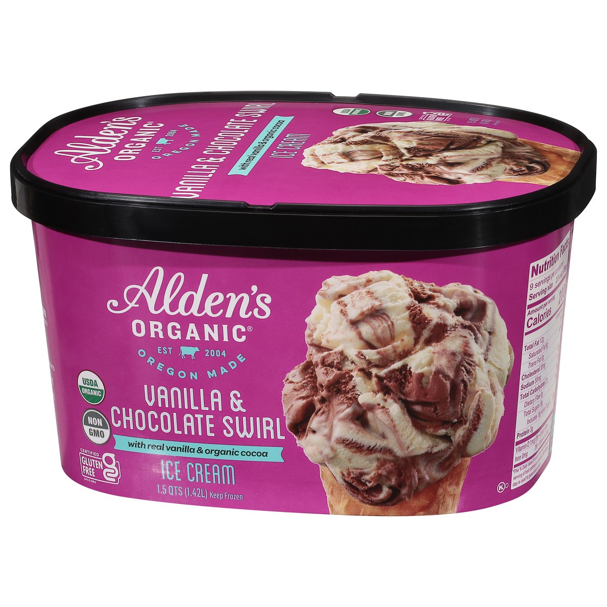 slide 7 of 9, Aldens Organic Vanilla Chocolate Swirl Ice Cream, 48 fl oz