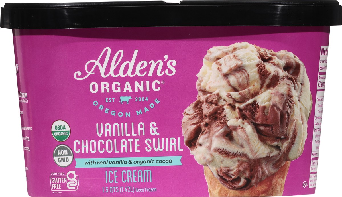 slide 8 of 9, Aldens Organic Vanilla Chocolate Swirl Ice Cream, 48 fl oz