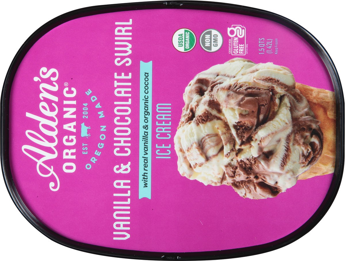 slide 9 of 9, Aldens Organic Vanilla Chocolate Swirl Ice Cream, 48 fl oz