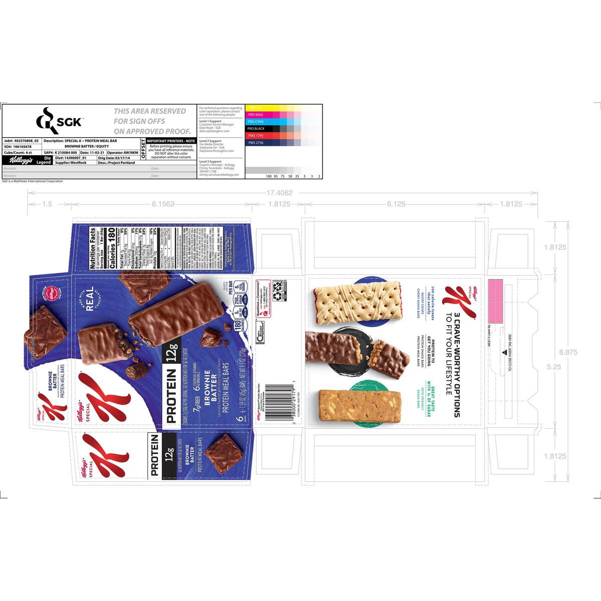 slide 8 of 14, Special K Protein Brownie Batter Meal Bars - 6ct- Kellogg's, 9.5 oz