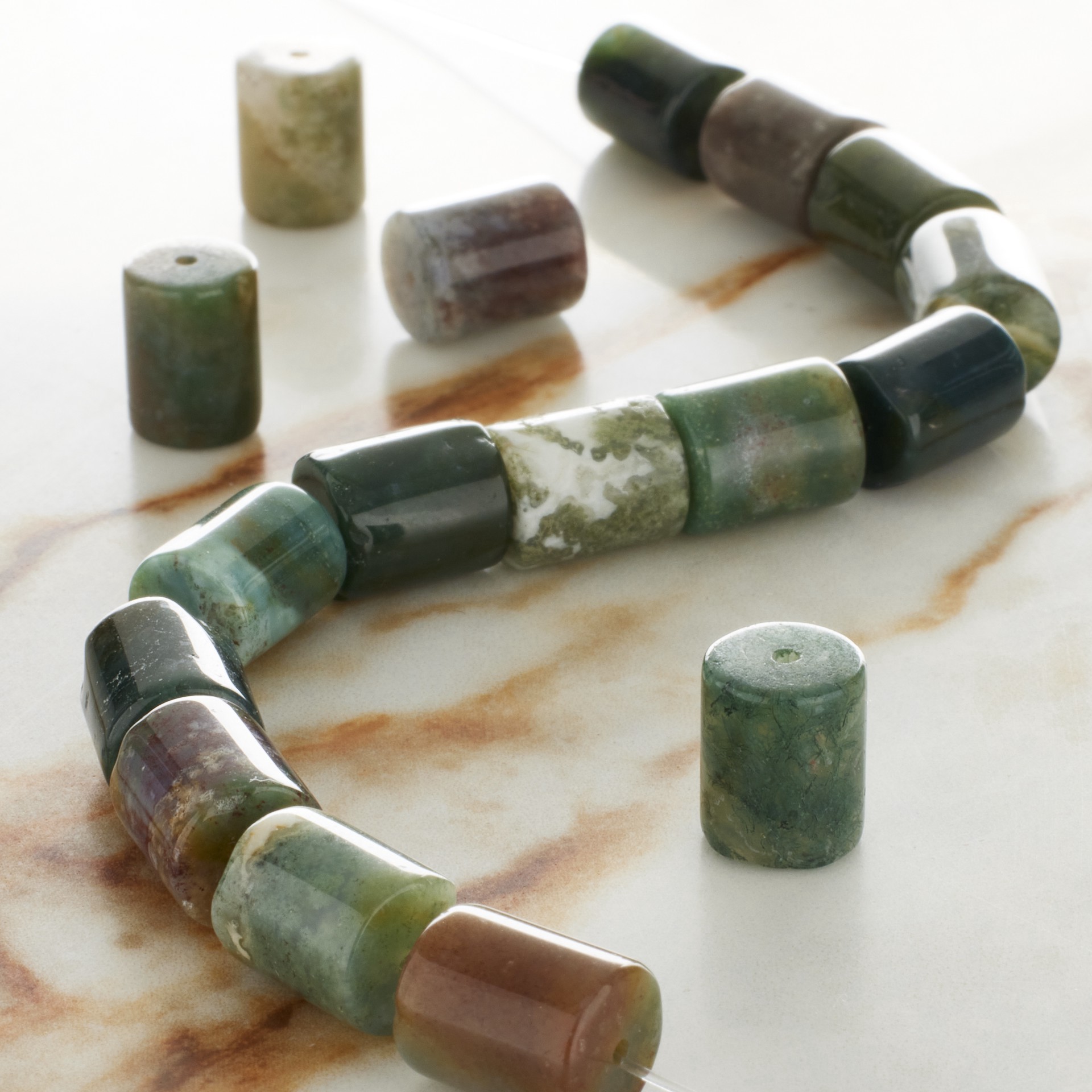 slide 3 of 3, Fancy Jasper Tube Beads, 10mm By Bead Landing, 10mm