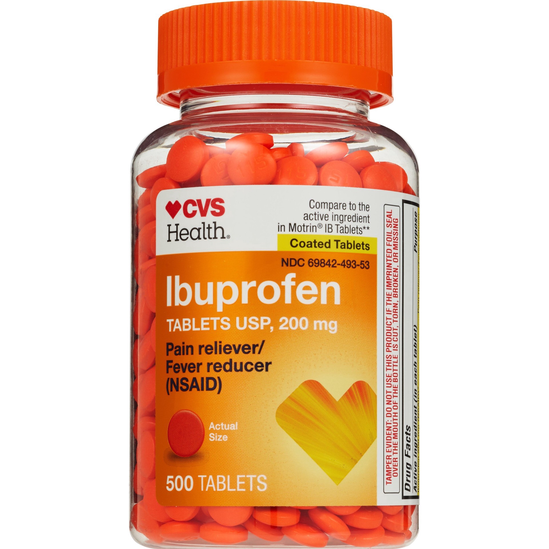 slide 1 of 1, Cvs Health Ibuprofen Pain Reliever & Fever Reducer (Nsaid) 200 Mg Coated Caplets, 500 Ct, 500 ct