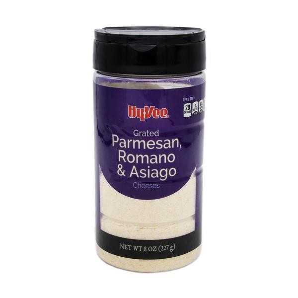 slide 1 of 1, Hy-Vee Parmesan Romano Asiago, 8 oz