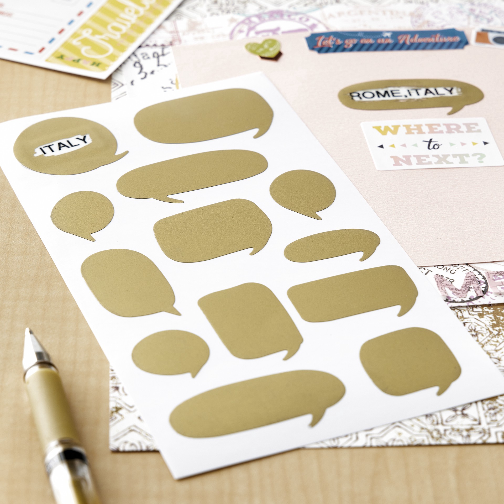slide 2 of 3, Gold Word Bubble Scratch & Reveal Stickers By Recollections, 10cm x 17.78cm