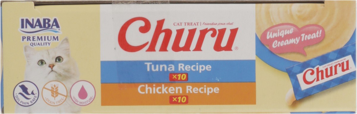 slide 7 of 15, Inaba Churu Cat Treats, Grain-Free Lickable Creamy Purée with Vitamin E, 0.5 Ounces per Tube, 20 Tubes Total, Tuna & Chicken Variety Box, 10 oz