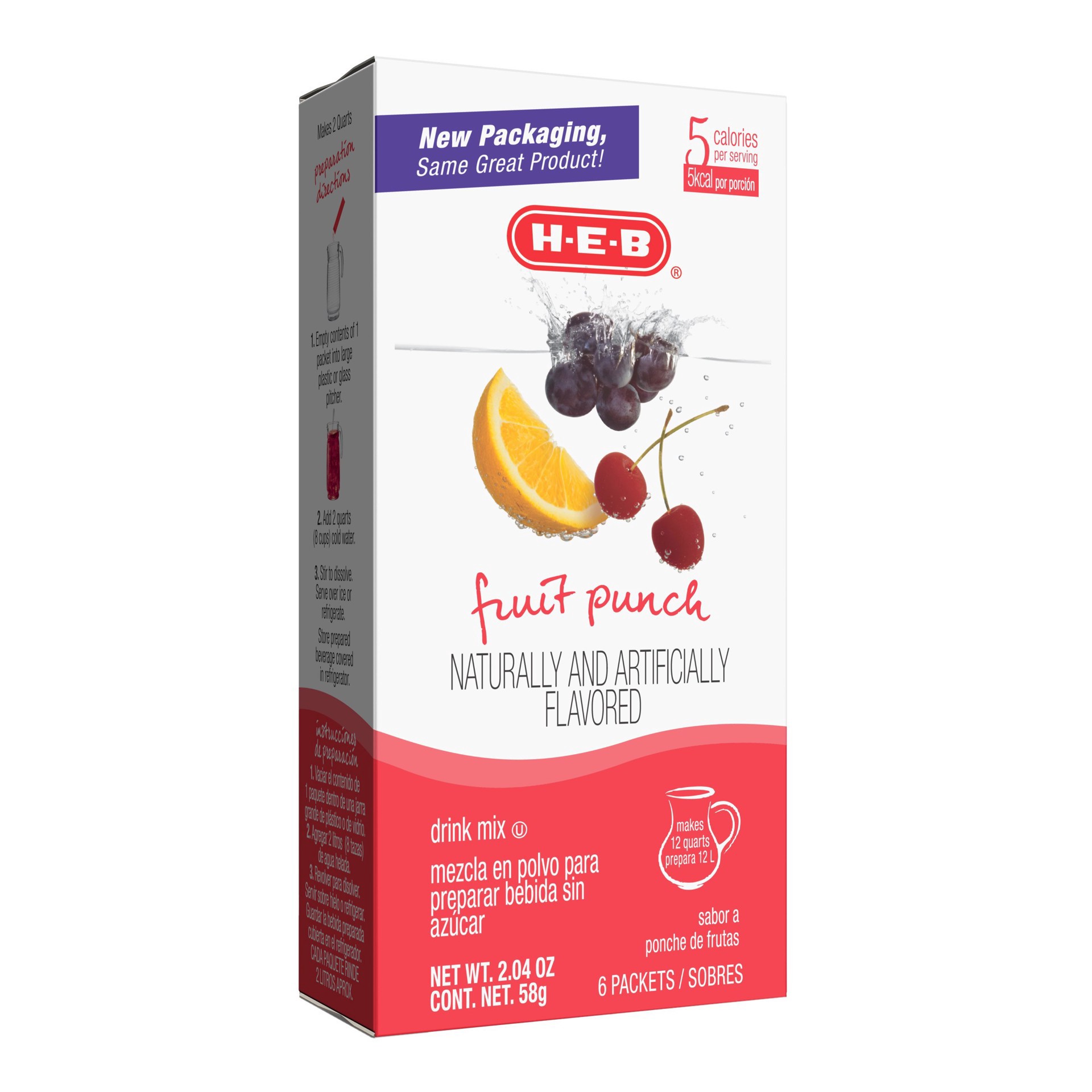 slide 1 of 1, H-E-B Fruit Punch Drink Mix - 6 ct, 6 ct