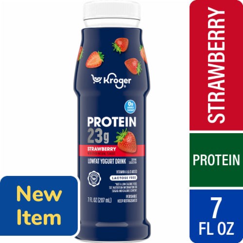slide 1 of 1, Kroger® Protein Strawberry Lowfat Yogurt Drink, 7 oz, 7 oz