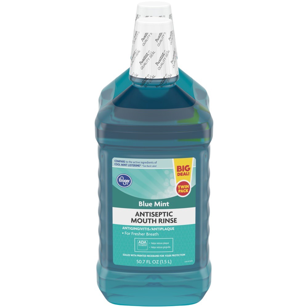 slide 2 of 2, Kroger Blue Mint Antiseptic Mouth Rinse, 2 ct  50.7 fl oz