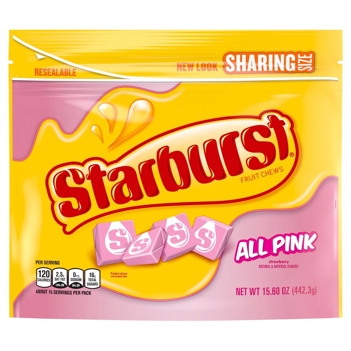 slide 1 of 8, Starburst All Pink Chewy Candy Stand Up Pouch, 16.022 oz