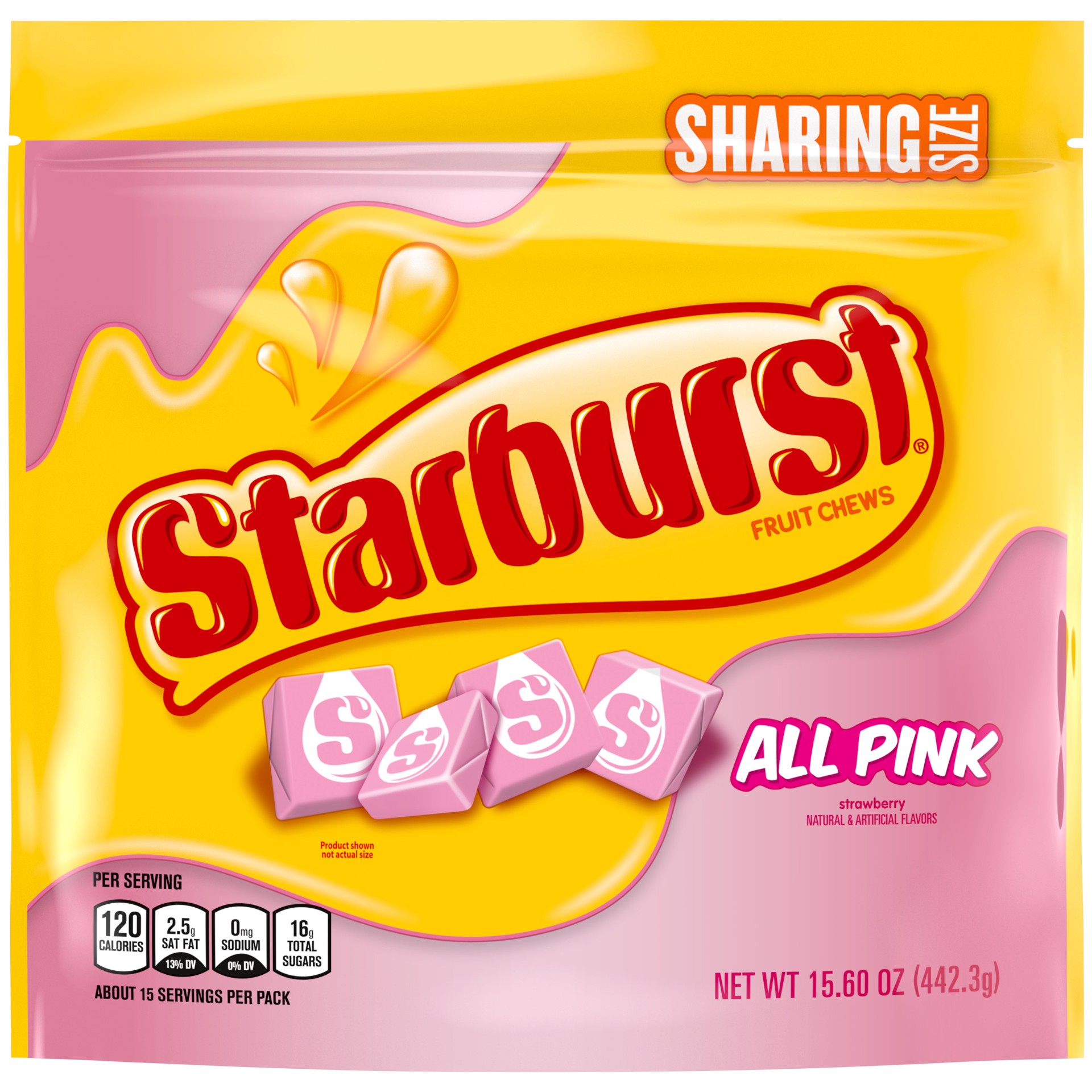 slide 1 of 8, STARBURST All Pink Fruit Chews Chewy Candy, Sharing Size, 15.6 oz Bag, 15.6 oz