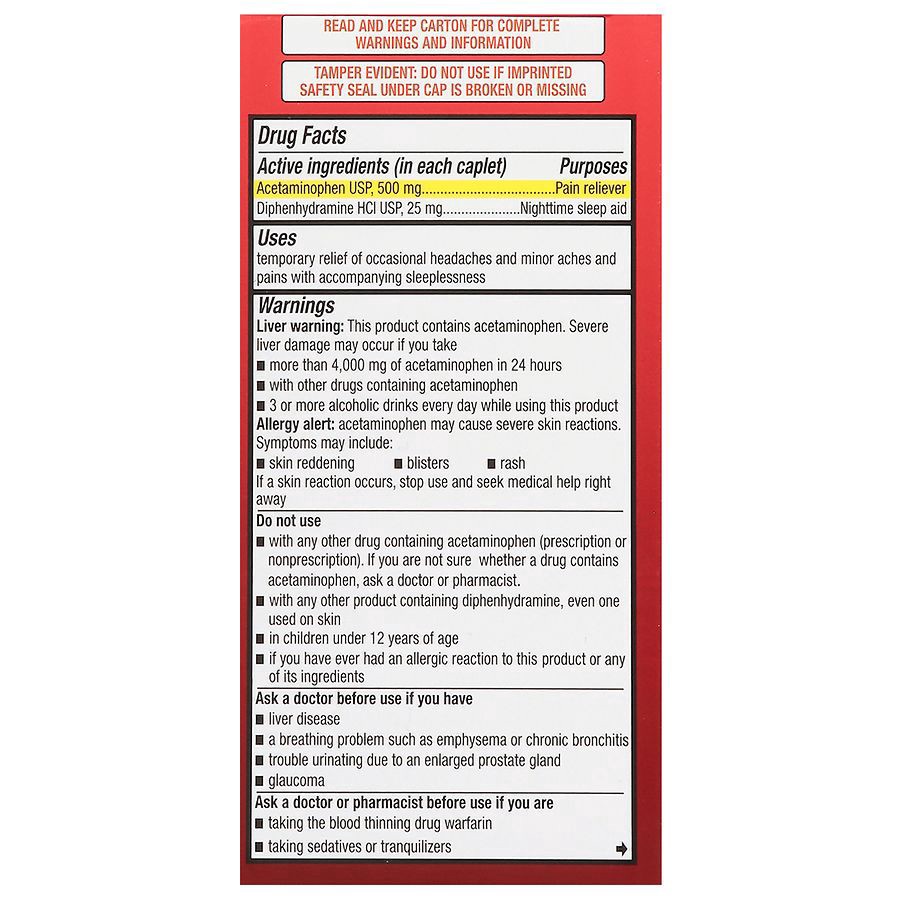 slide 2 of 3, Walgreens Pain Reliever PM Extra Strength Caplets, 150 ct