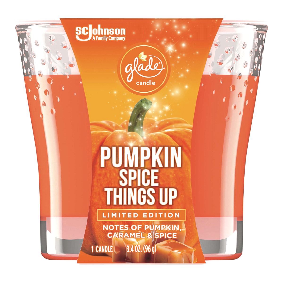 slide 1 of 1, Glade Candle, Pumpkin Spice Things Up,  Small Candle, 1 CT, 3.4 oz, 3.4 oz