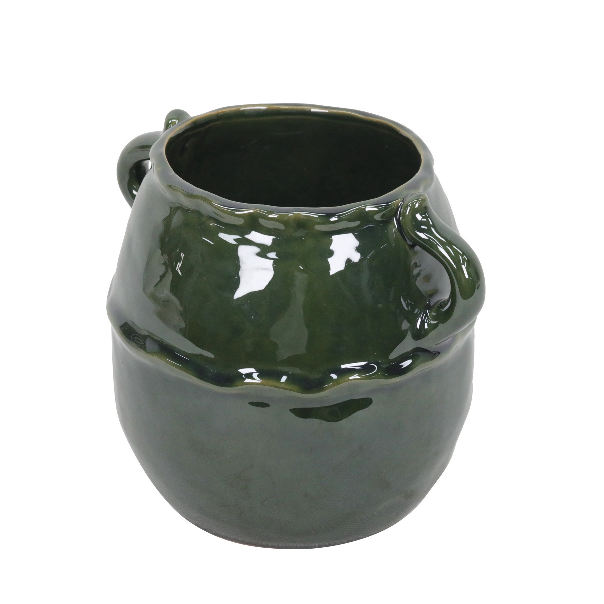 slide 2 of 2, 9" Green Ceramic Pot With Handles By Ashland, 8.26 in x 9.67 in x 6.89 in