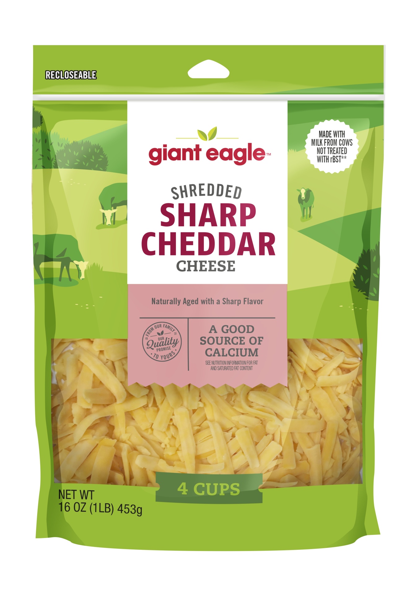 slide 1 of 1, Giant Eagle Shredded Sharp Cheddar Cheese, 16 oz
