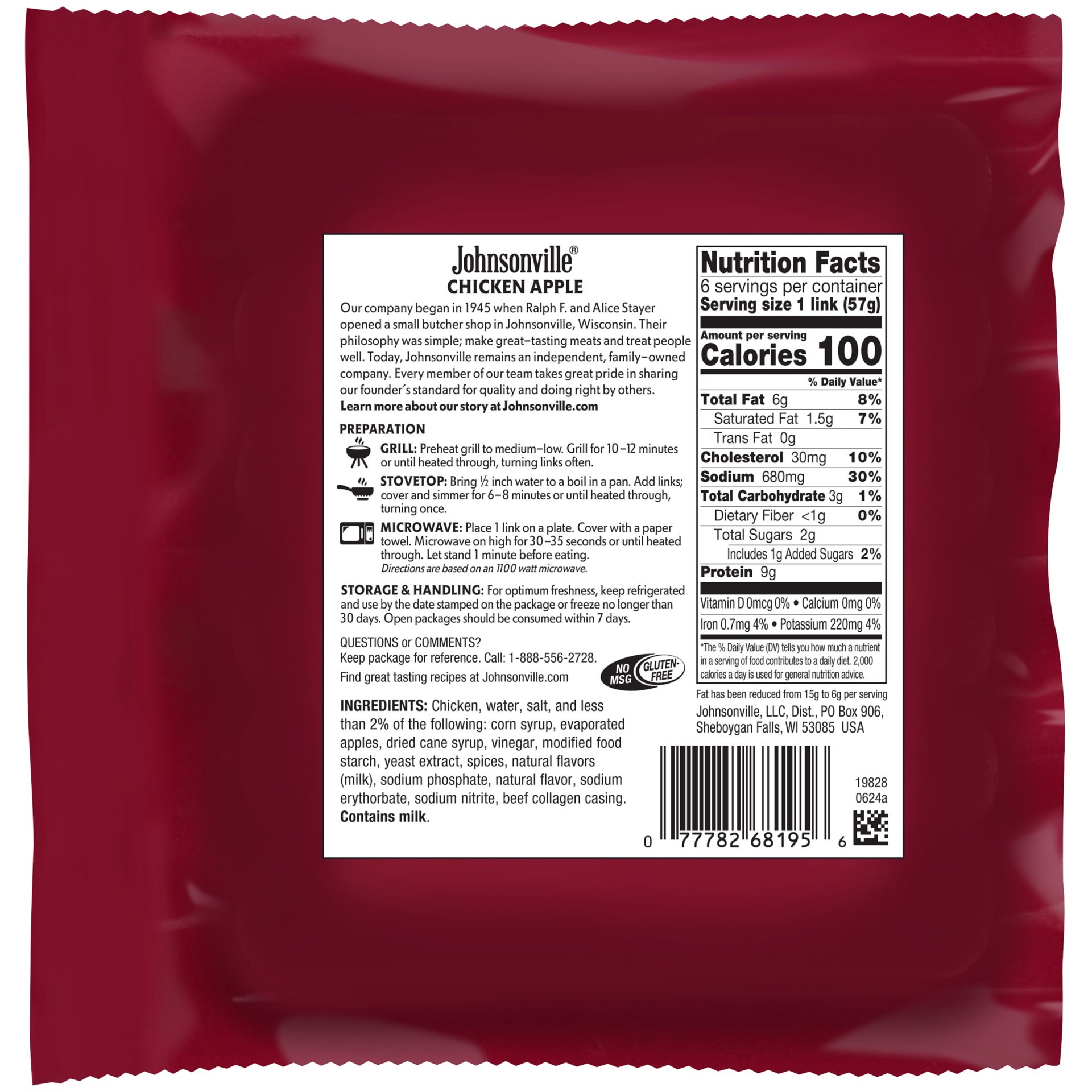 slide 5 of 10, Johnsonville Apple Chicken Smoked Sausage, 12oz. Package, 12 oz