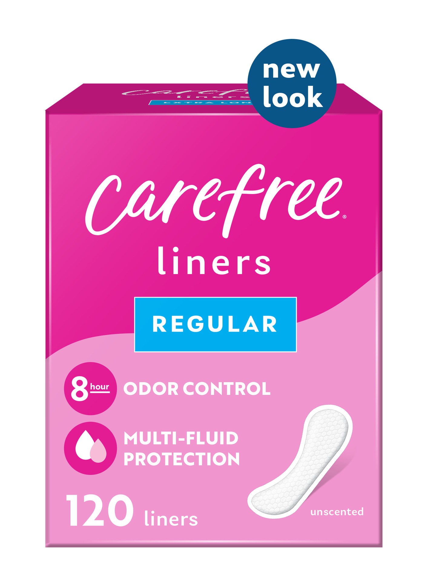 slide 9 of 9, Carefree Panty Liners, Regular Liners, Unwrapped, Unscented, 120ct (Packaging May Vary), 120 ct