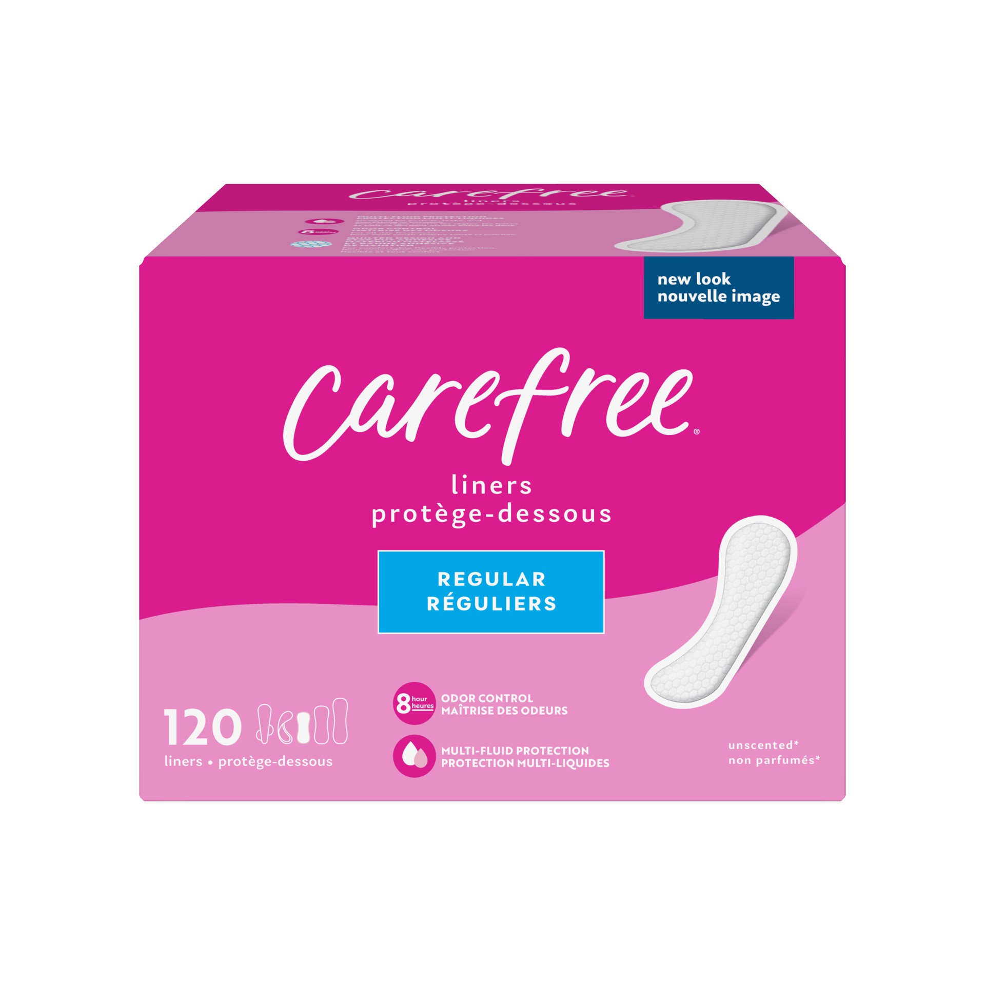 slide 7 of 9, Carefree Panty Liners, Regular Liners, Unwrapped, Unscented, 120ct (Packaging May Vary), 120 ct