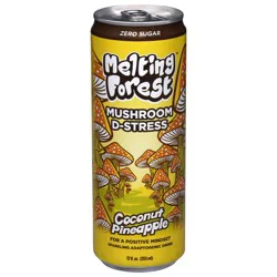 Melting Forest Zero Sugar Mushroom D-Stress Sparkling Coconut Pineapple Adaptogenic Drink 12 fl oz