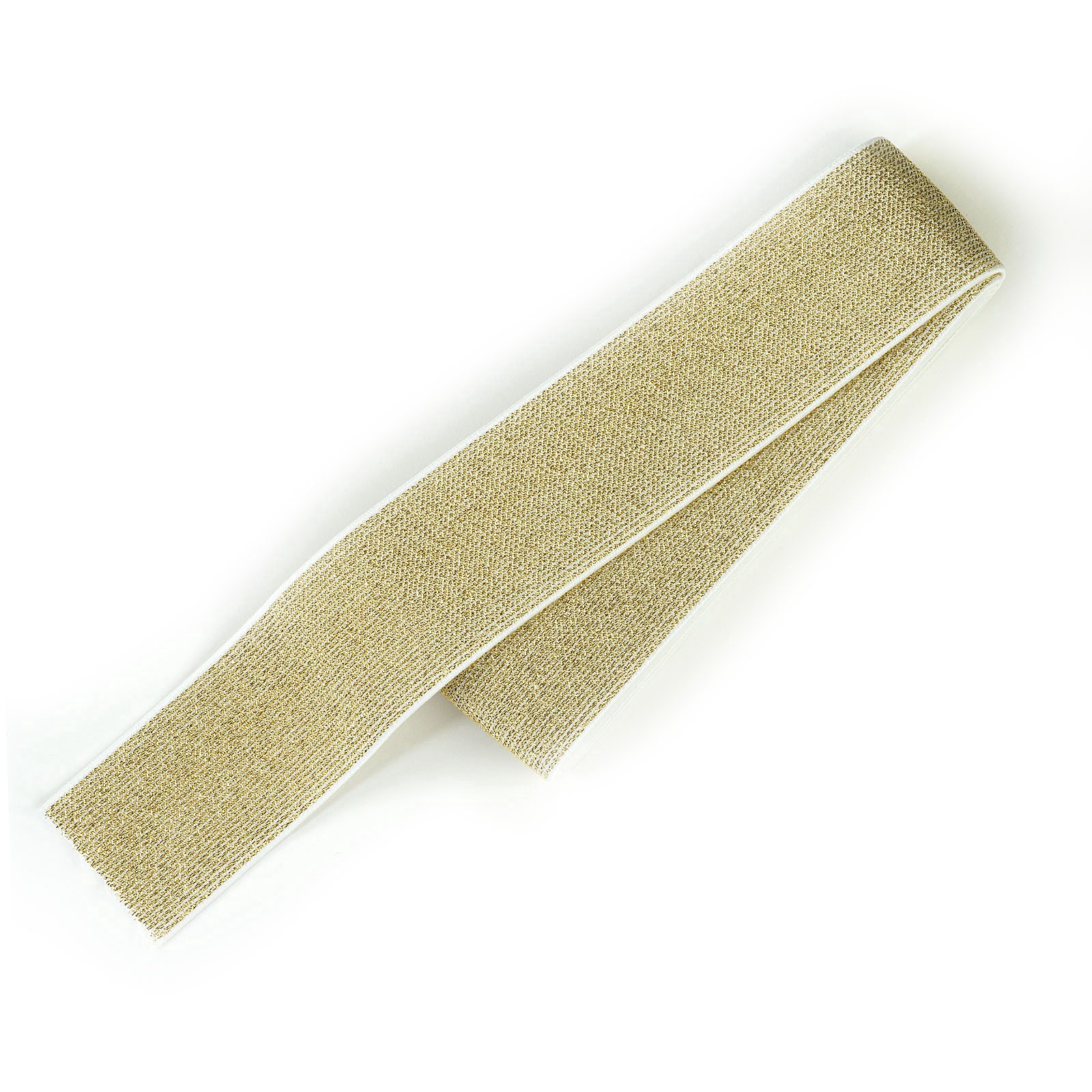 slide 3 of 3, Gold Metallic Elastic Waistband By Loops & Threads, 1.75 in x 2 yd