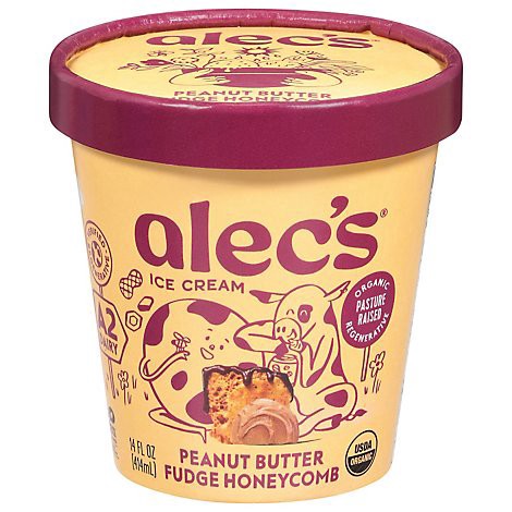 slide 1 of 1, Alecs Ice Cream Peanut Butter Fudge Honeycomb Organic - 14 Fl. Oz., 14 fl oz