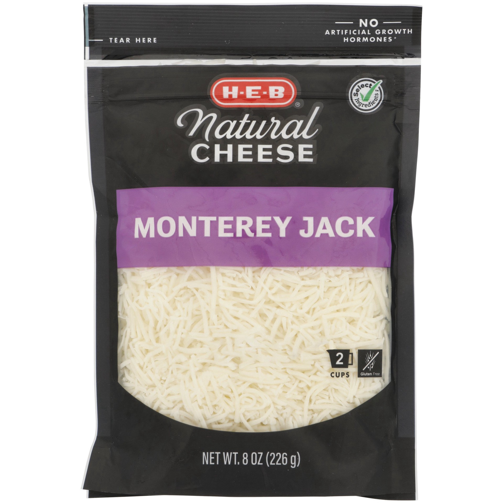 slide 1 of 1, H-E-B Monterey Jack Fancy Shredded Cheese, 8 oz