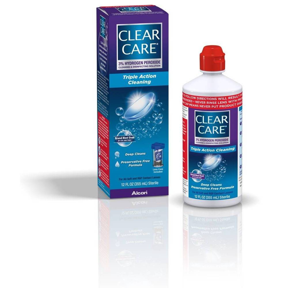 slide 1 of 3, Clear Care Cleaning & Disinfecting Solution Triple Action, 12 oz