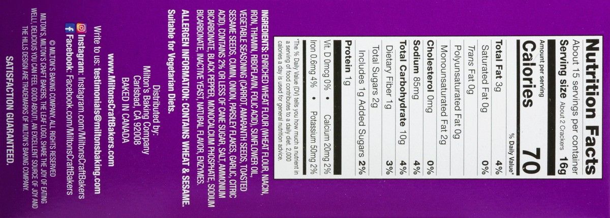 slide 6 of 10, Milton's Fire Roasted Vegetable Gourmet Crackers 8.4 oz, 8.4 oz